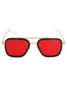 Gafas de Sol AIEYEZO Cuadradas Vintage UV 100% Oro/Rojo