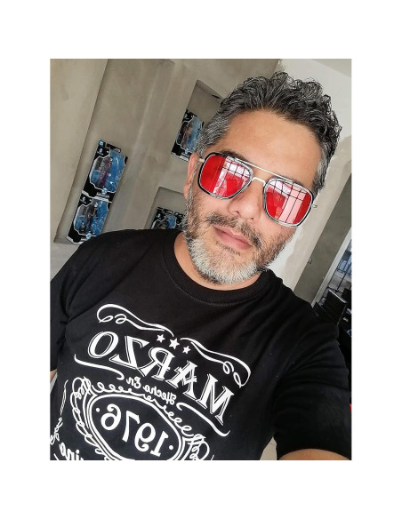 Gafas de Sol AIEYEZO Cuadradas Vintage UV 100% Oro/Rojo