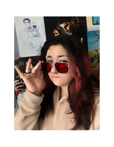 Gafas de Sol AIEYEZO Cuadradas Vintage UV 100% Oro/Rojo