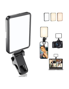 Luz de selfie LED recargable Datarm DT-02 negra 3 modos 10 niveles