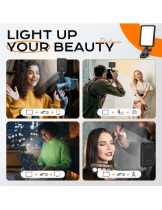 Luz de selfie LED recargable Datarm DT-02 negra 3 modos 10 niveles 2