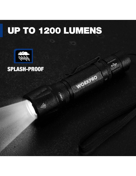 Linterna Táctica WORKPRO 1200LM Recargable Mini EDC 12.4cm Linterna Táctica WORKPRO 1200LM Recargable Mini EDC 12.4cm