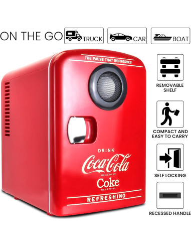 Mini Refrigerador Koolatron Bluetooth 4L Portátil Rojo