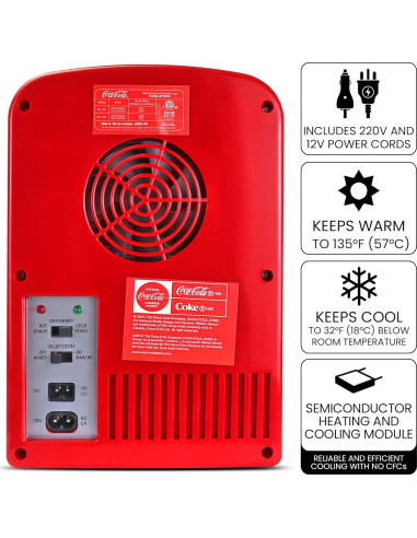 Mini Refrigerador Koolatron Bluetooth 4L Portátil Rojo
