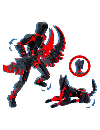 Conjunto de Figuras de Acción T13 Uodofy 3D Negro Rojo + Perro