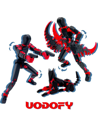 Conjunto de Figuras de Acción T13 Uodofy 3D Negro Rojo + Perro