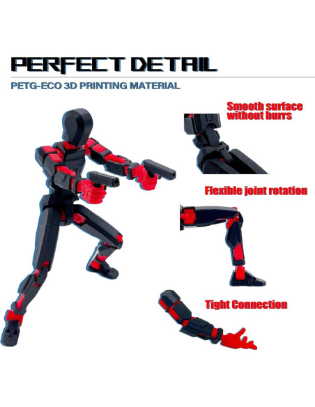 Conjunto de Figuras de Acción T13 Uodofy 3D Negro Rojo + Perro