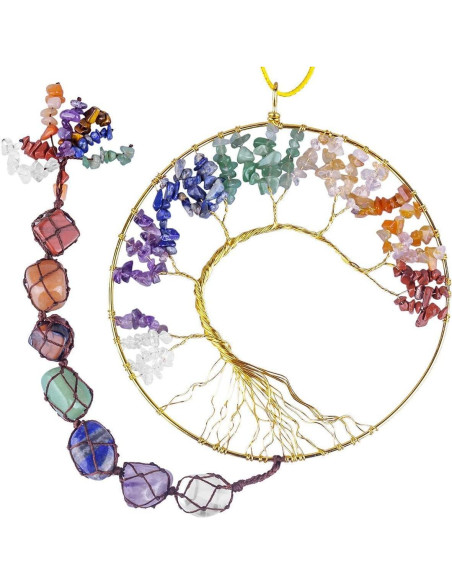 Adorno Árbol de la Vida Rockcloud con 7 Chakras - Juego de 2