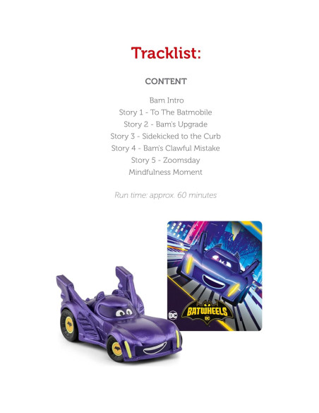 Figurita de audio Tonies Bam Batwheels DC - 5 historias Figurita de audio Tonies Bam Batwheels DC - 5 historias