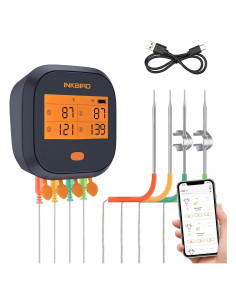 Termómetro de Carne WiFi Inkbird IBBQ-4T 4 Sondas Digital