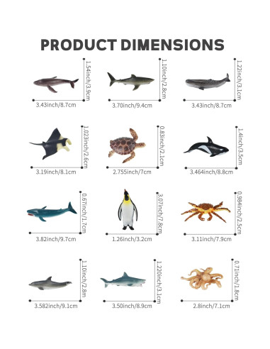 Figuras de Tiburón RECUR 12 PCS Juguetes Educativos
