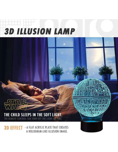 Luz Nocturna 3D Manco Star Wars 16 Colores y 3 Patrones