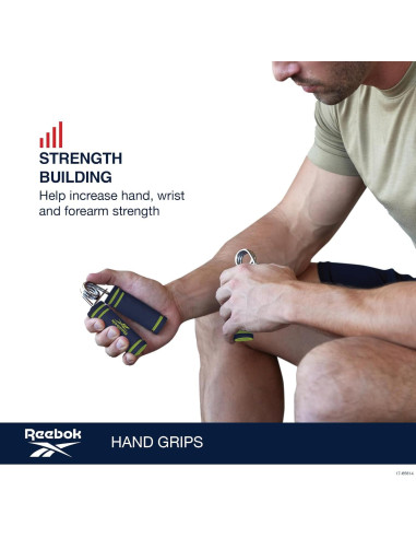 Agarradores de Mano Reebok 2-Pack, Muñequera de Resorte, Azul/Lima