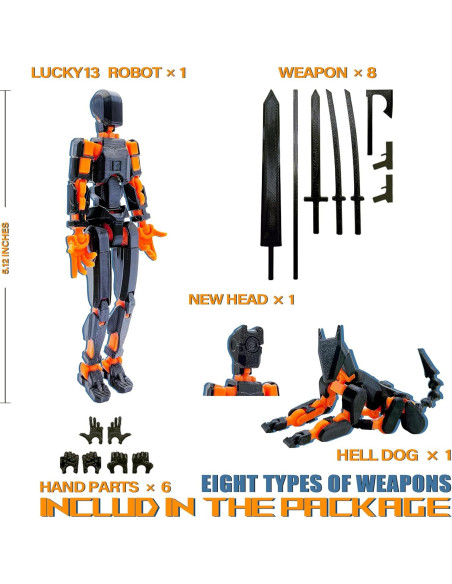 Conjunto de Figuras de Acción T13 Uodofy Modular 3D Negro Naranja