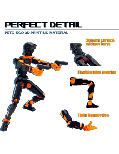 Conjunto de Figuras de Acción T13 Uodofy Modular 3D Negro Naranja