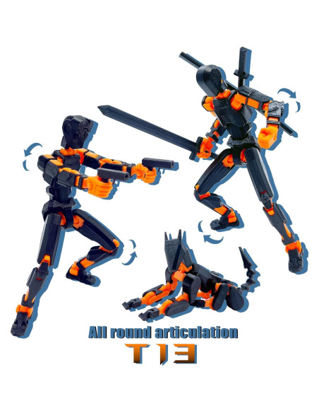 Conjunto de Figuras de Acción T13 Uodofy Modular 3D Negro Naranja