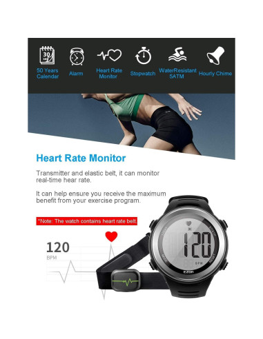 Monitor de Frecuencia Cardíaca EZON T007 con Correa de Pecho
