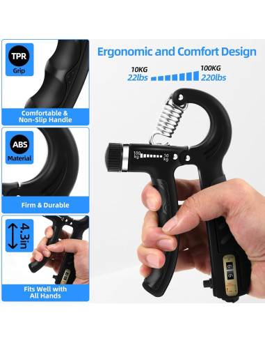 Entrenador de Fuerza de Agarre WIZFOKO 2PCS 10-100kg Ajustable