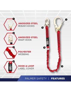 Lanyard de Seguridad Palmer Safety 1.83m con Amortiguador 2