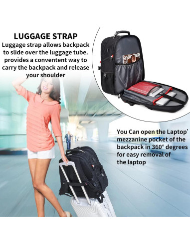 Mochila de Viaje 50L SHRRADOO con Carga USB y 20 Bolsillos