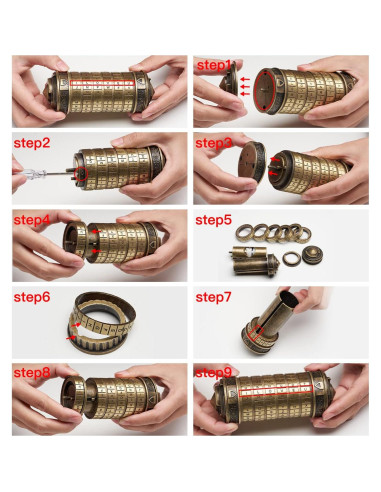 Caja rompecabezas Cryptex Da Vinci con compartimentos ocultos