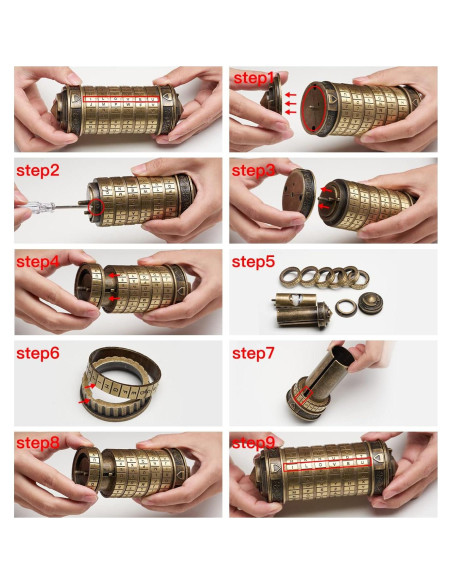 Caja rompecabezas Cryptex Da Vinci con compartimentos ocultos