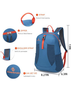 Mochila Plegable Sinotron 22L Nylon Azul para Senderismo 2