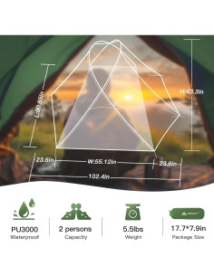 Carpa de Camping Forceatt 2 Personas Impermeable Ultraligera 2