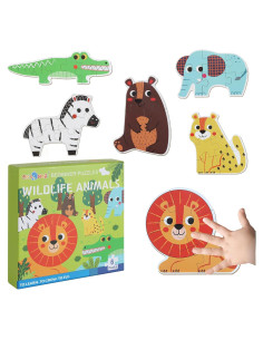 Rompecabezas de Madera FLYINGSEEDS Animales Salvajes 6 Piezas