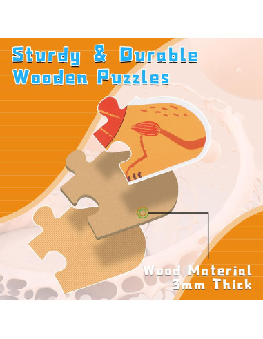 Rompecabezas de Madera FLYINGSEEDS Animales Salvajes 6 Piezas