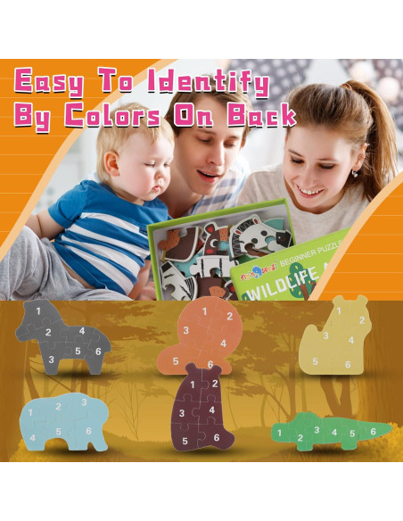 Rompecabezas de Madera FLYINGSEEDS Animales Salvajes 6 Piezas