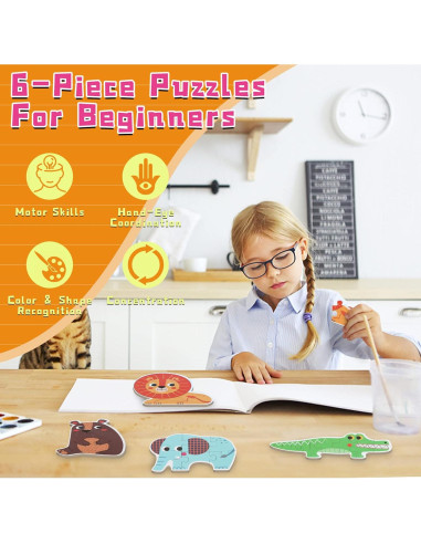 Rompecabezas de Madera FLYINGSEEDS Animales Salvajes 6 Piezas