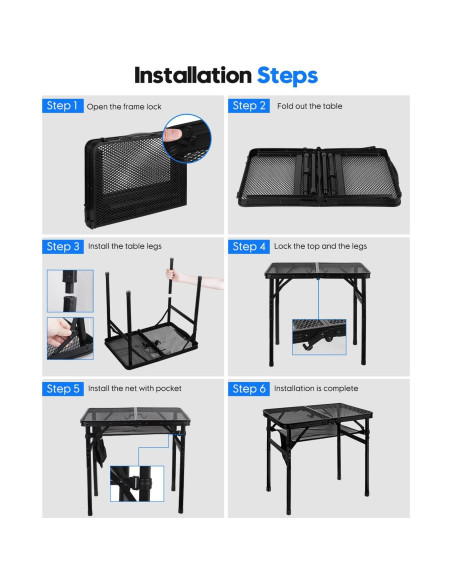 Mesa de Parrilla Plegable MSDADA Aluminio Ajustable 57 cm