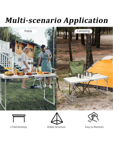 Mesa Plegable Outvita 4 pies Ajustable para Camping