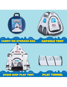 Carpa de Juego JOYIN Cohete Blanco con Túnel 2,01 kg 2