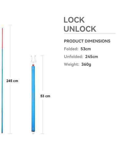 KAILAS Palo Extensible para Escalada 245 cm Azul