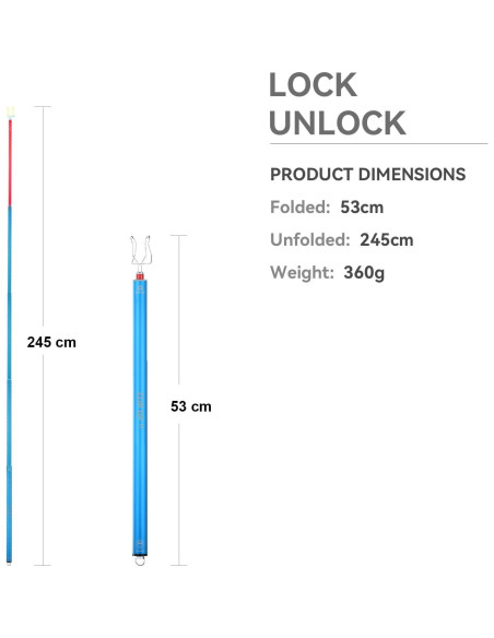 KAILAS Palo Extensible para Escalada 245 cm Azul