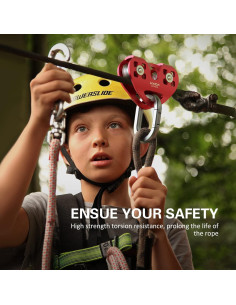 Polea Doble de Zip Line Lixada 30KN para Cables de 1/4 a 1/2 2