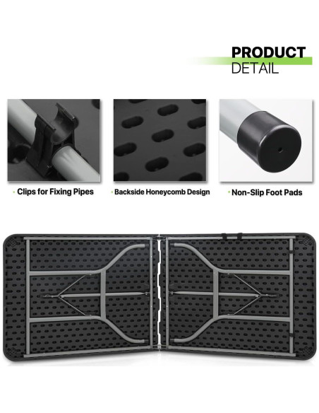 Mesa Plegable Magshion 240 cm Negra para Eventos y Fiestas