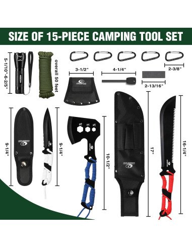 Juego de Herramientas de Camping Mossy Oak - 15 Piezas