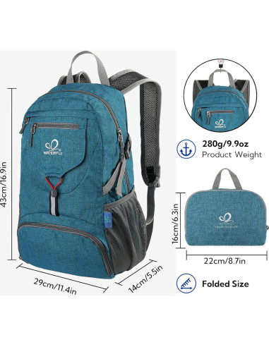 Mochila Plegable WATERFLY 20L Nylon Ultra Ligera Unisex