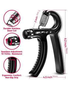 Fortalecedor de Agarre FitBeast - Resistencia Ajustable 4,54-59,87 kg 2