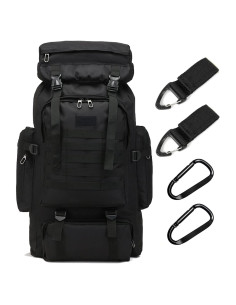 Mochila de Senderismo 70L Impermeable Unisex Negra