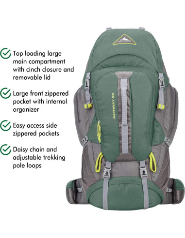 Mochila de senderismo High Sierra Pathway 90L Pino/Pizarra