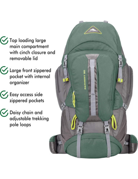 Mochila de senderismo High Sierra Pathway 90L Pino/Pizarra
