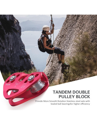 Polea Doble de Zip Line Lixada 30KN para Cables de 1/4 a 1/2