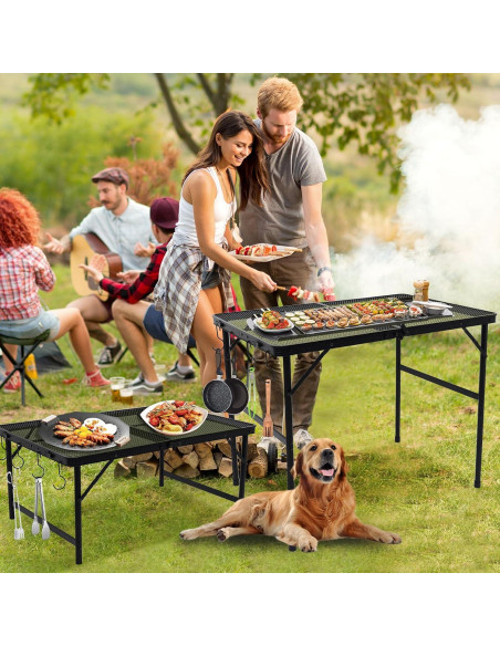 Mesa Plegable Camping ALZEROOE 90x60 cm Ajustable 2 Alturas Mesa Plegable Camping ALZEROOE 90x60 cm Ajustable 2 Alturas