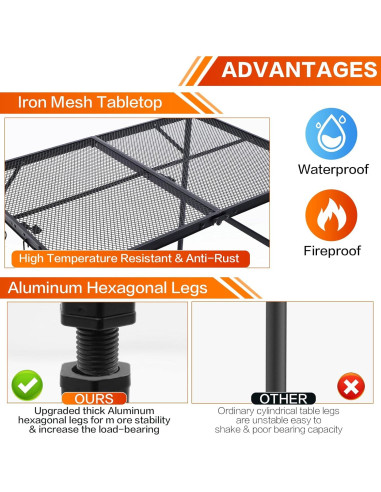 Mesa Plegable Camping ALZEROOE 90x60 cm Ajustable 2 Alturas