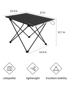 Mesa de Camping Plegable MOON LENCE 55.88x40.64cm Negra 2
