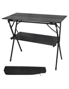 Mesa Plegable AREFFA AF-1045-BLK Aluminio 2 Estantes